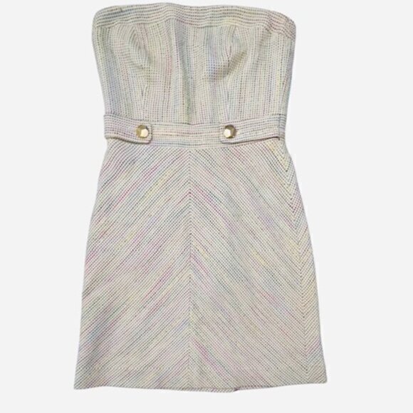 🎉PRICE REDUCED🎉 TRINA TURK Strapless Embroidered Dress Tweed Summer Party 2‎ - Picture 10 of 14